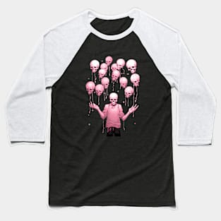 Pink preppy skeleton with skull balloons Baseball T-Shirt